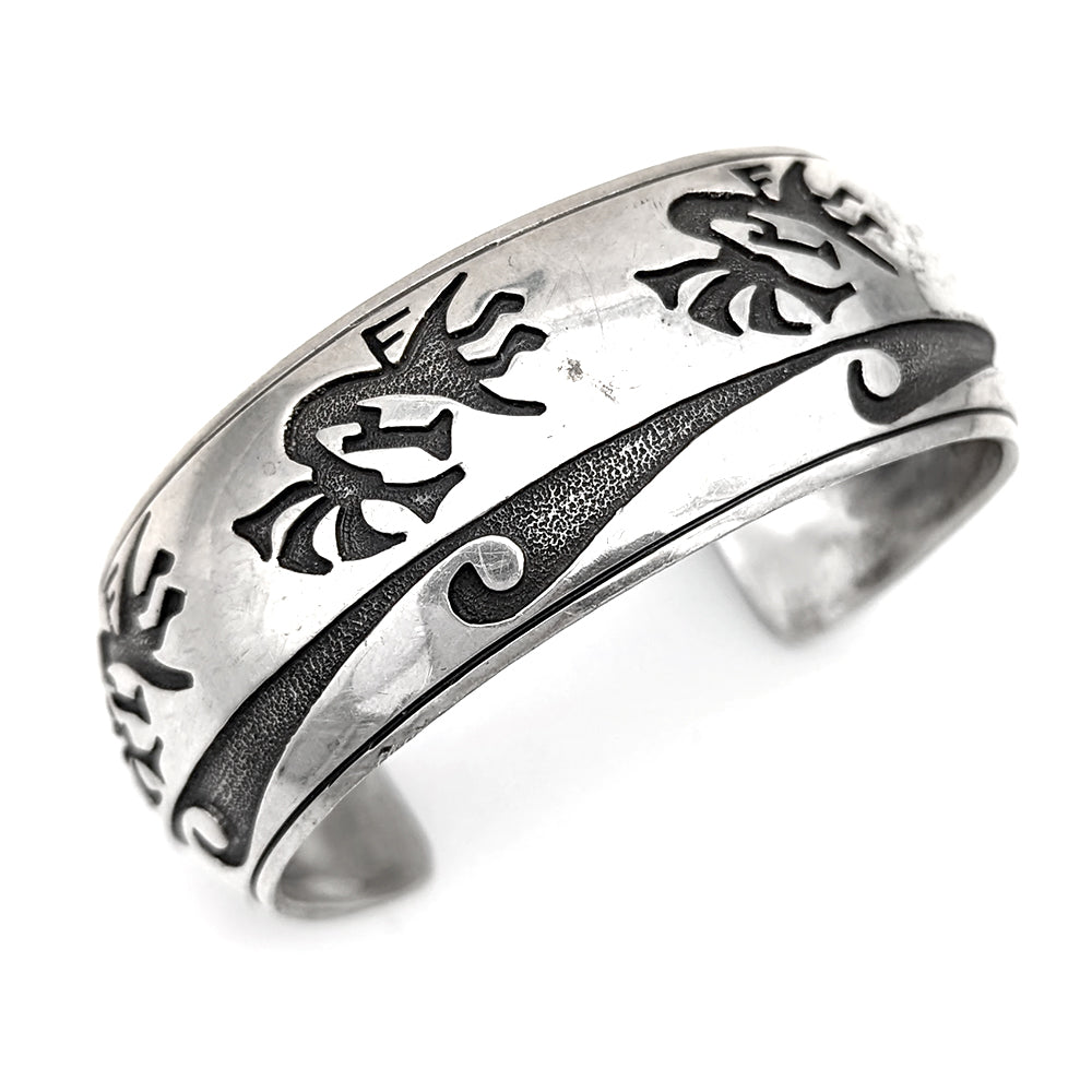Navajo Signed K Sterling Silver Kokopelli Cuff Bracelet – E.D.