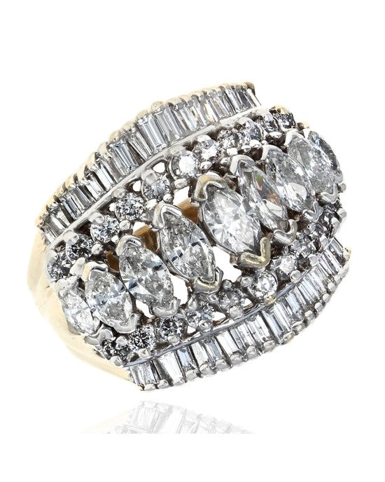 Baguette Marquise Round Diamond Band Row Marquise, Baguette And