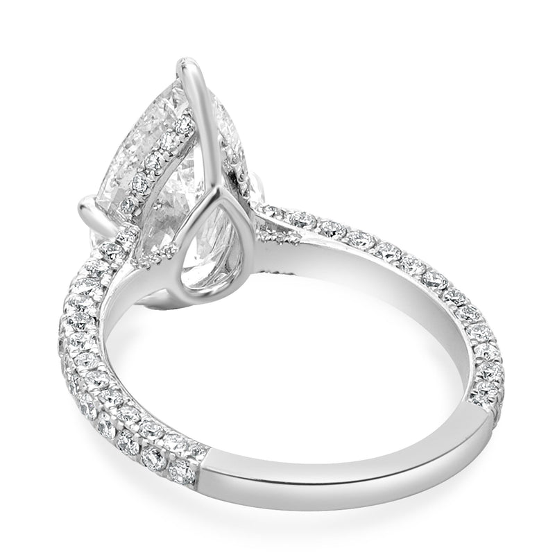 18 Karat White Gold Pear Diamond Engagement Ring
