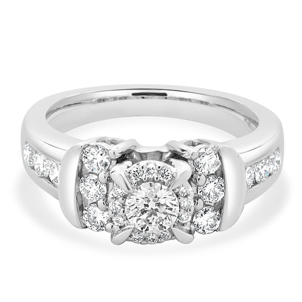 14 Karat White Gold Round Diamond Engagement Ring