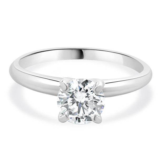 14 Karat White Gold Round Brilliant Cut Diamond Engagement Ring