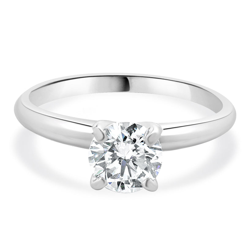 14 Karat White Gold Round Brilliant Cut Diamond Engagement Ring
