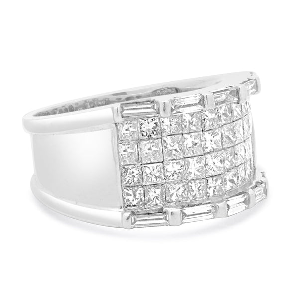 14 Karat White Gold Invisible Set Diamond Cigar Band