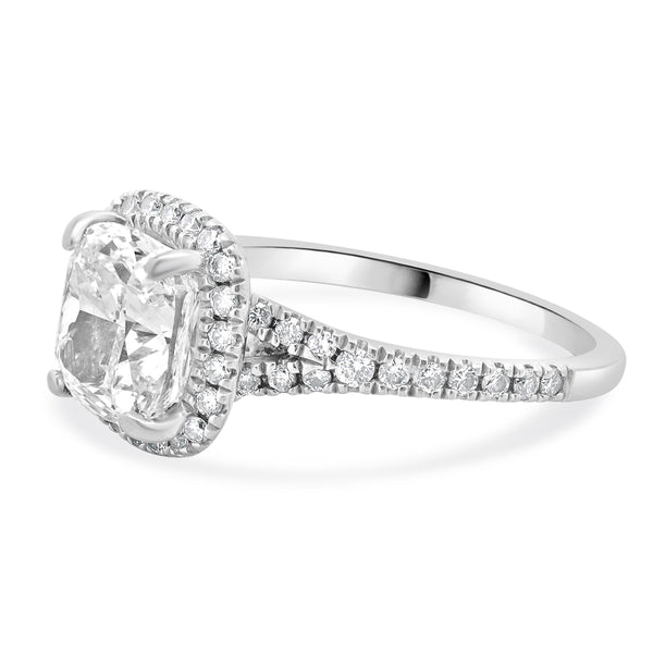 14 Karat White Gold Cushion Cut Diamond Engagement Ring
