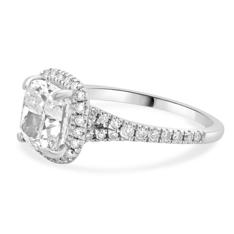 14 Karat White Gold Cushion Cut Diamond Engagement Ring