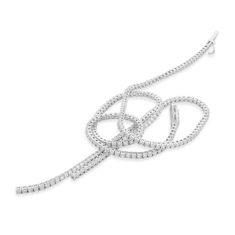 14 Karat White Gold Lariat Style Diamond Necklace