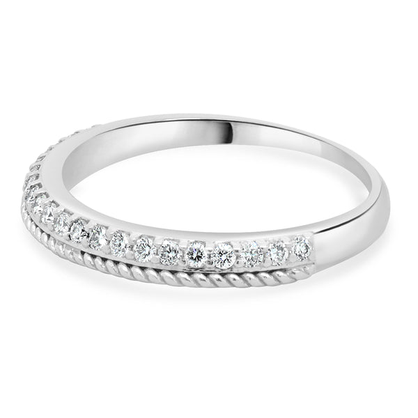14 Karat White Gold Round Brilliant Cut Diamond Band