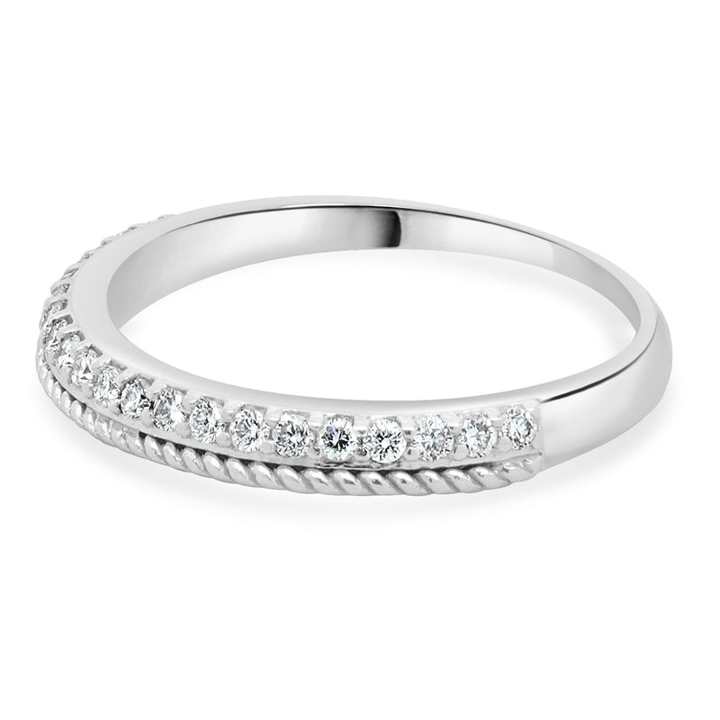 14 Karat White Gold Round Brilliant Cut Diamond Band