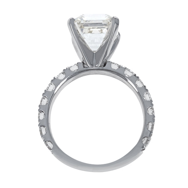 Asscher Cut Diamond Engagement Ring in 18K White Gold