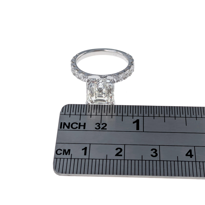 Asscher Cut Diamond Engagement Ring in 18K White Gold