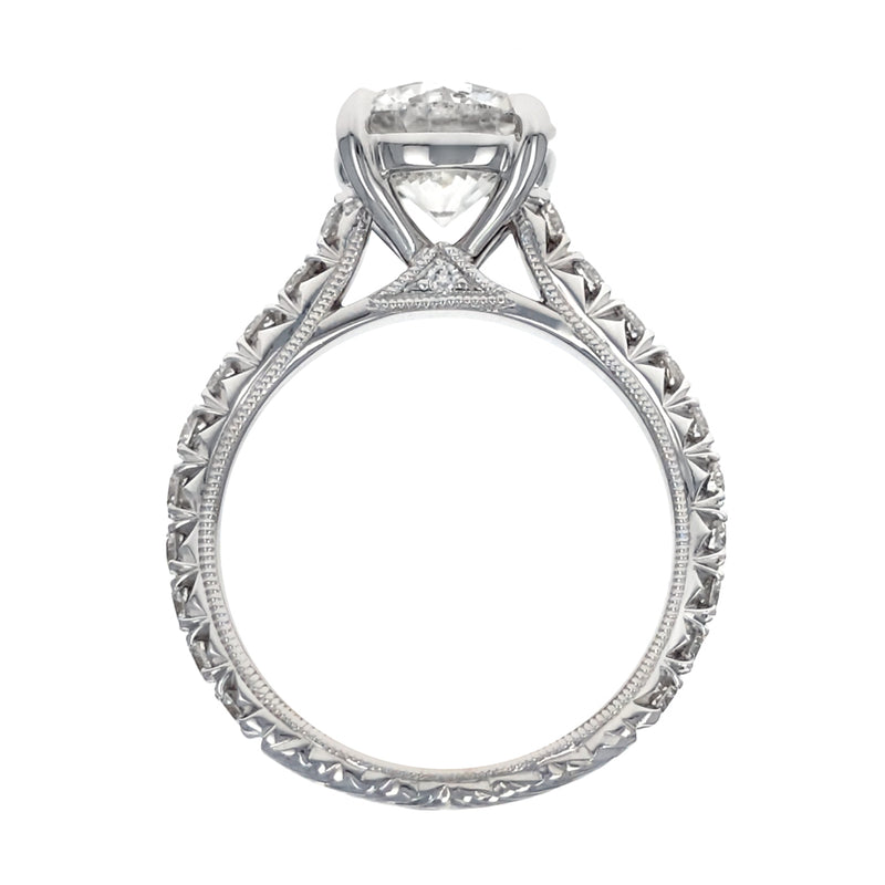 14K White Gold Round Brilliant Cut Diamond Engagement Ring