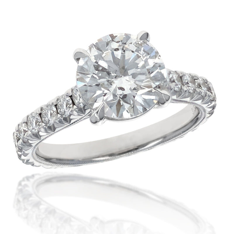14K White Gold Round Brilliant Cut Diamond Engagement Ring