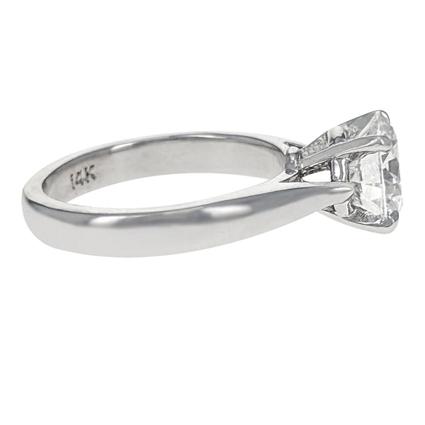14K White Gold Round Brilliant Cut Solitaire Diamond Engagement Ring