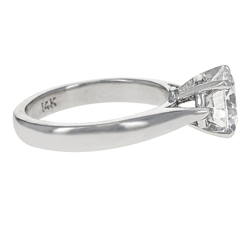 14K White Gold Round Brilliant Cut Solitaire Diamond Engagement Ring