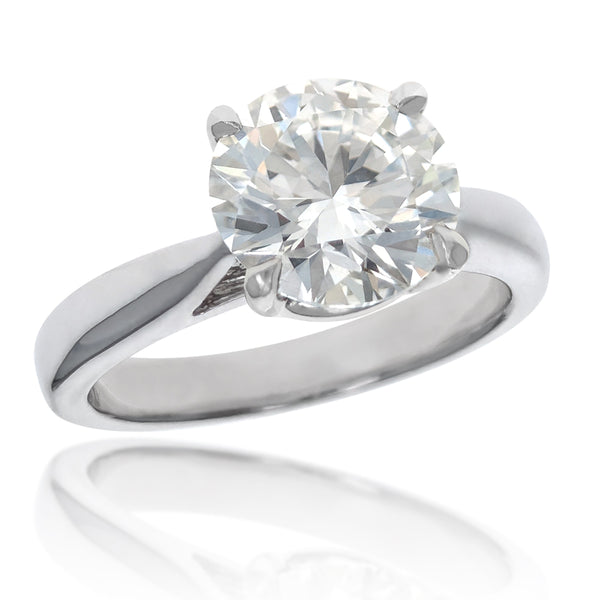 14K White Gold Round Brilliant Cut Solitaire Diamond Engagement Ring