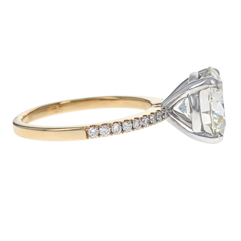 14K White & Yellow Gold Round Brilliant Cut Diamond Engagement Ring