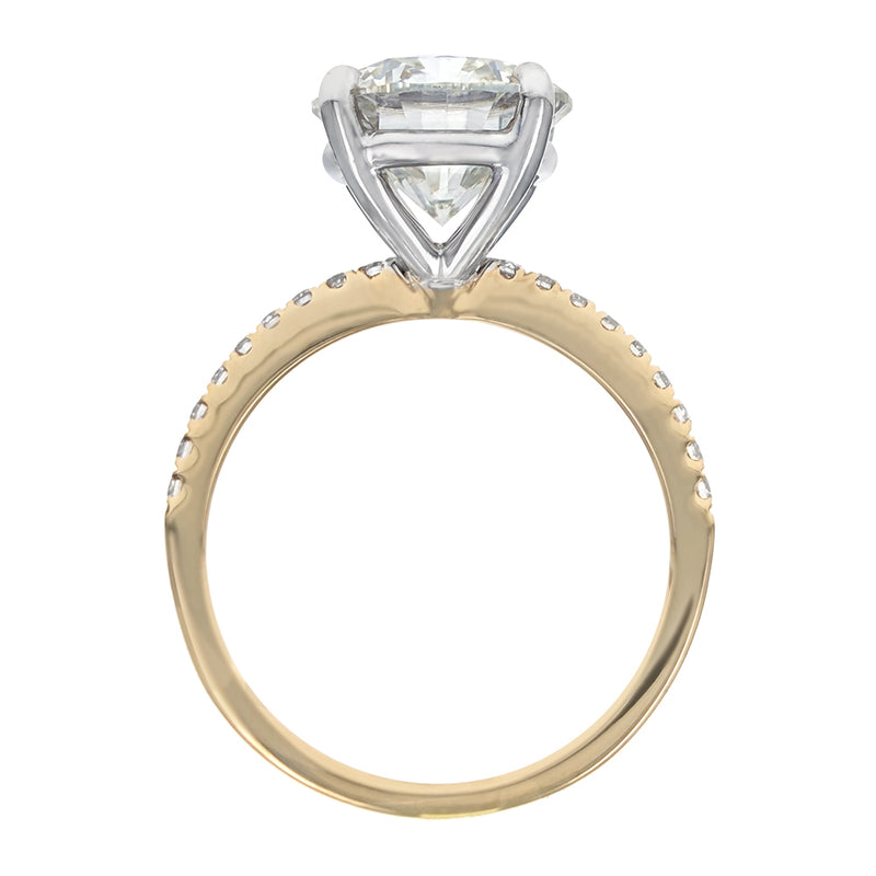 14K White & Yellow Gold Round Brilliant Cut Diamond Engagement Ring