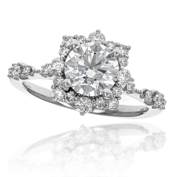 Gabriel & Co. 14K White Gold Round Brilliant Cut Diamond Engagement Ring