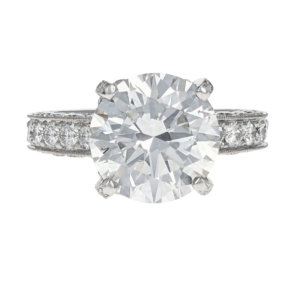 Platinum Round Brilliant Cut Diamond Engagement Ring