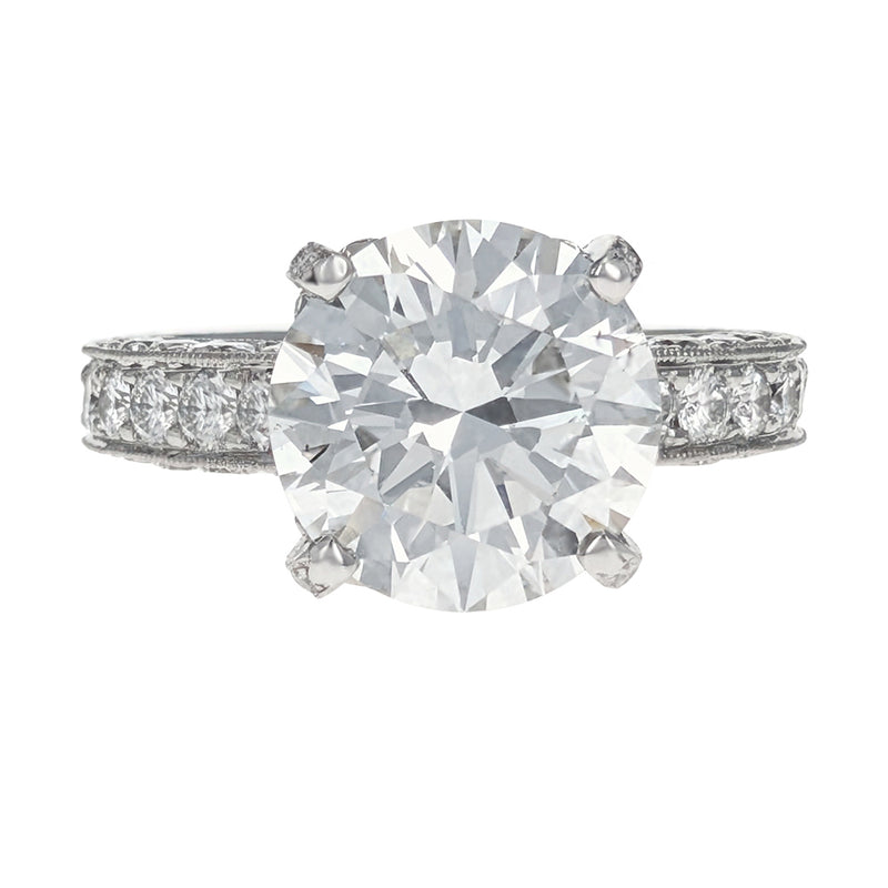 Platinum Round Brilliant Cut Diamond Engagement Ring