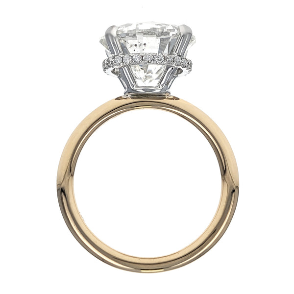 18K White & Yellow Gold Round Brilliant Cut Diamond Engagement Ring