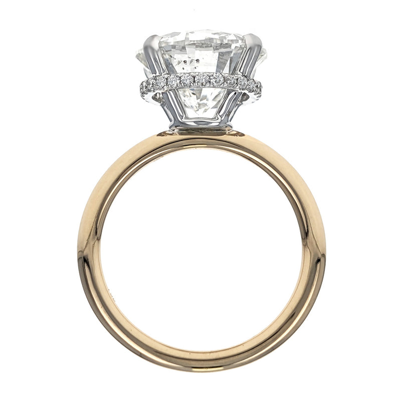 18K White & Yellow Gold Round Brilliant Cut Diamond Engagement Ring