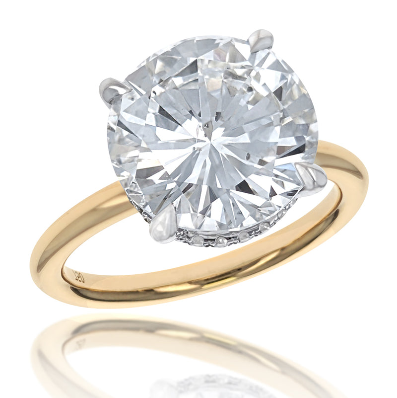 18K White & Yellow Gold Round Brilliant Cut Diamond Engagement Ring