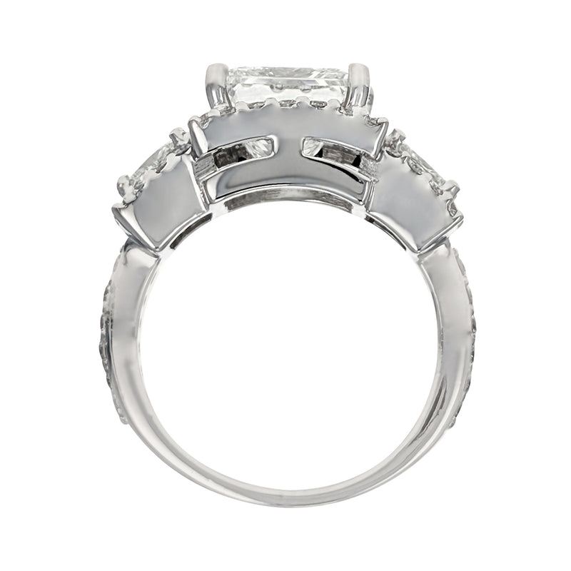 18K White Gold Princess Cut Diamond Three Stone Engagement Ring