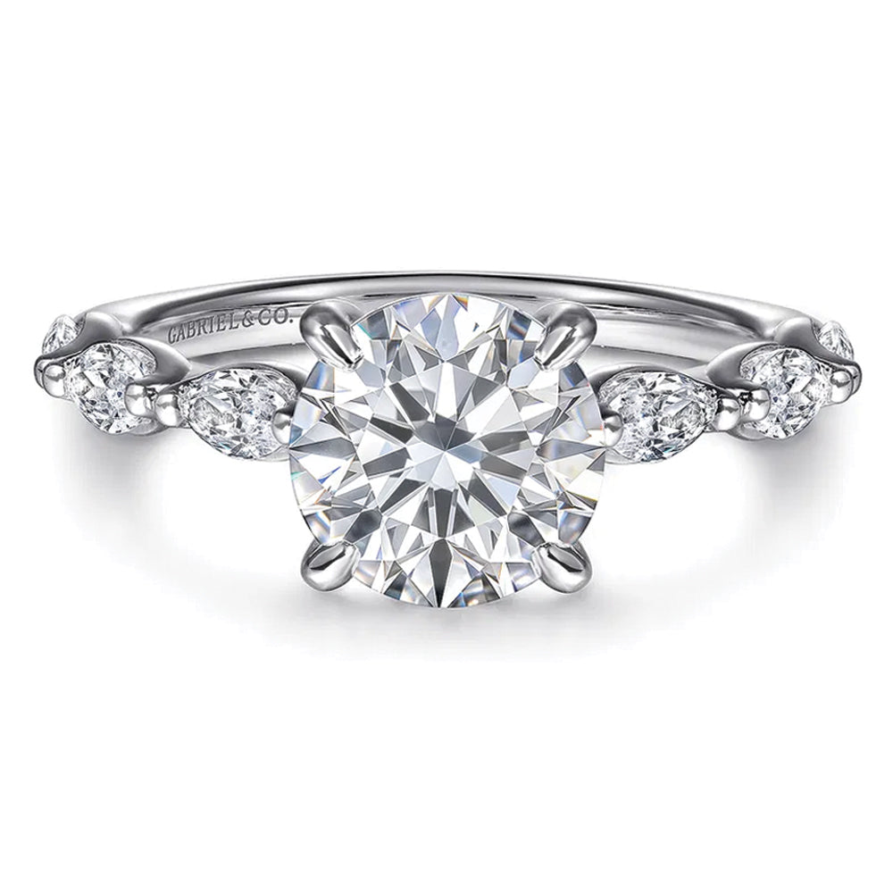 Gabriel & Co. 14K White Gold Round Brilliant Cut Diamond Engagement Ring