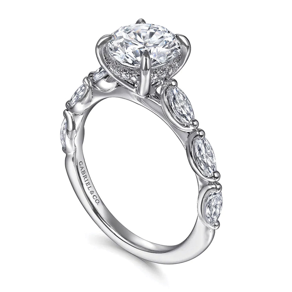 Gabriel & Co. 14K White Gold Round Brilliant Cut Diamond Engagement Ring
