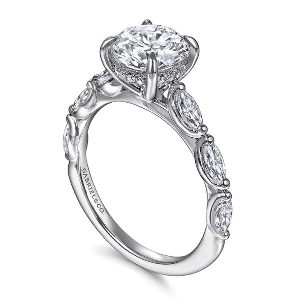 Gabriel & Co. 14K White Gold Round Brilliant Cut Diamond Engagement Ring