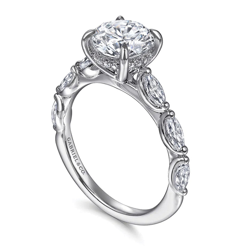 Gabriel & Co. 14K White Gold Round Brilliant Cut Diamond Engagement Ring