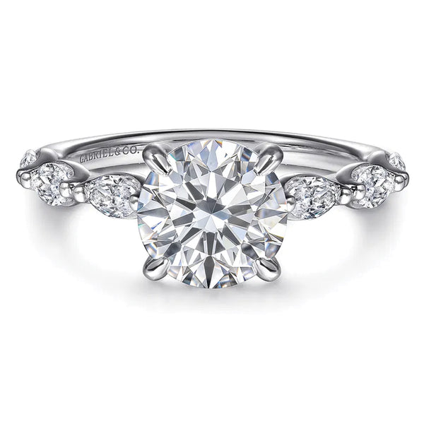 Gabriel & Co. 14K White Gold Round Brilliant Cut Diamond Engagement Ring
