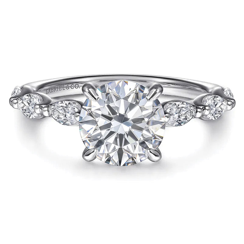 Gabriel & Co. 14K White Gold Round Brilliant Cut Diamond Engagement Ring