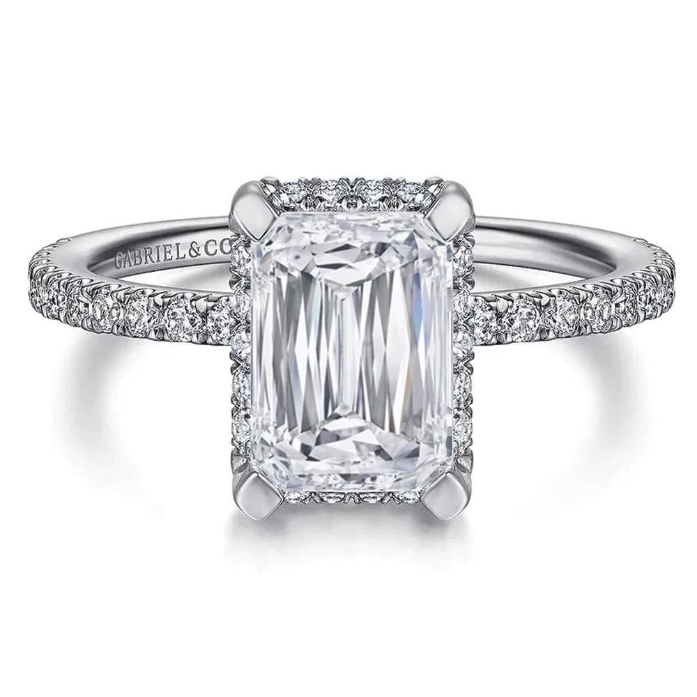 Gabriel & Co. 14K White Gold Emerald Cut Diamond Engagement Ring