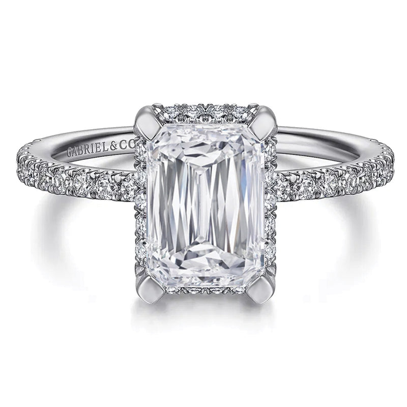 Gabriel & Co. 14K White Gold Emerald Cut Diamond Engagement Ring