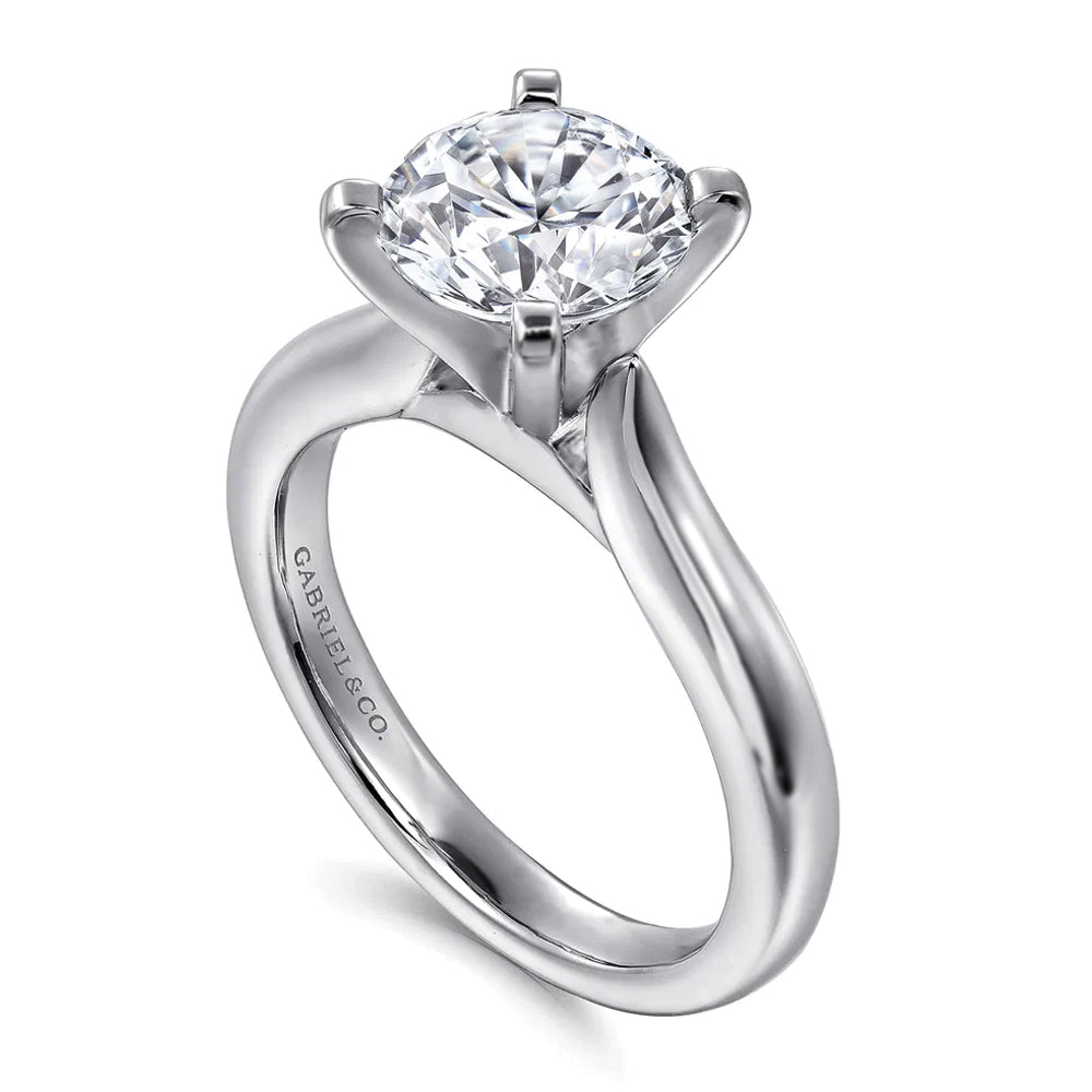 Gabriel & Co. 14K White Gold Round Brilliant Cut Diamond Engagement Ring