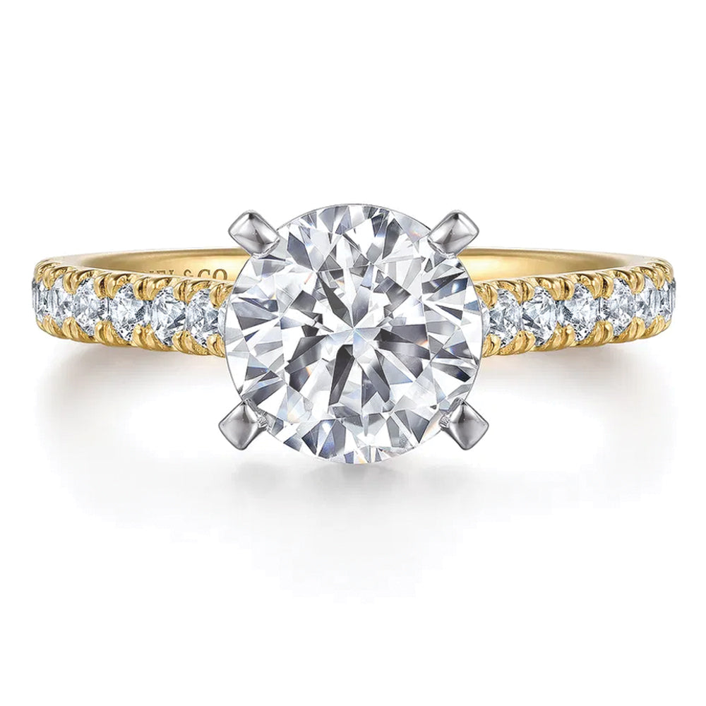 Gabriel & Co. 14K Yellow Gold Round Brilliant Cut Diamond Engagement Ring
