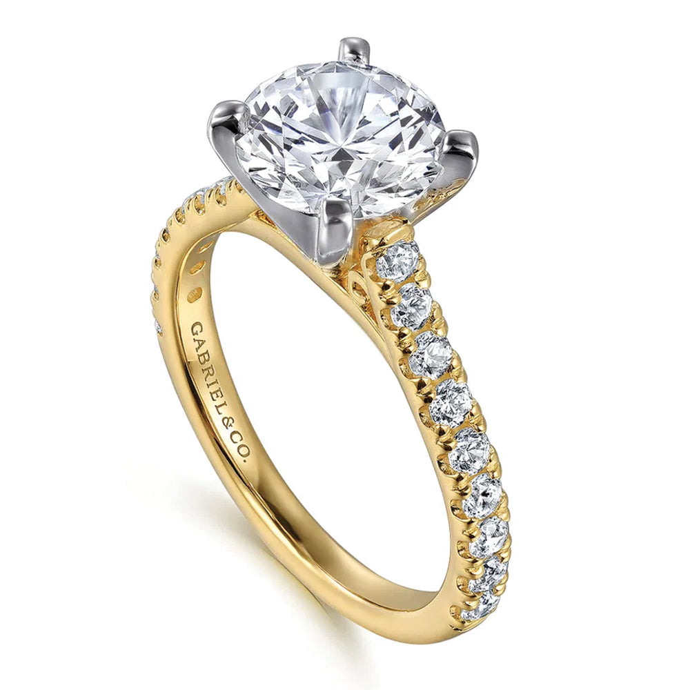 Gabriel & Co. 14K Yellow Gold Round Brilliant Cut Diamond Engagement Ring