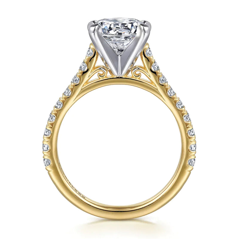 Gabriel & Co. 14K Yellow Gold Round Brilliant Cut Diamond Engagement Ring