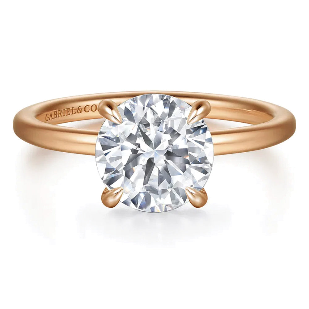 Gabriel & Co. 14K Rose Gold Round Brilliant Cut Diamond Engagement Ring