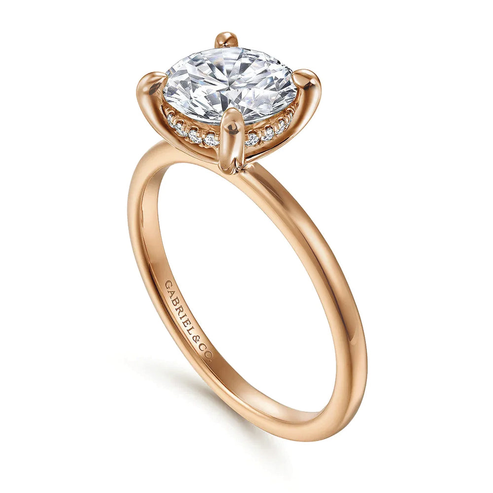 Gabriel & Co. 14K Rose Gold Round Brilliant Cut Diamond Engagement Ring