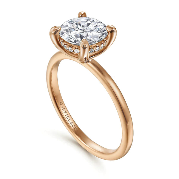 Gabriel & Co. 14K Rose Gold Round Brilliant Cut Diamond Engagement Ring