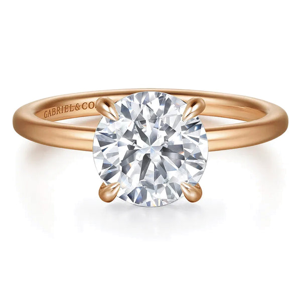 Gabriel & Co. 14K Rose Gold Round Brilliant Cut Diamond Engagement Ring