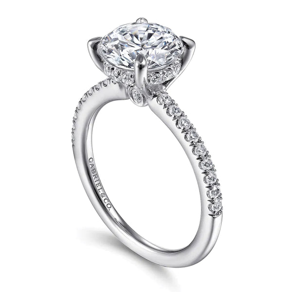 Gabriel & Co. 14K White Gold Round Brilliant Cut Diamond Engagement Ring