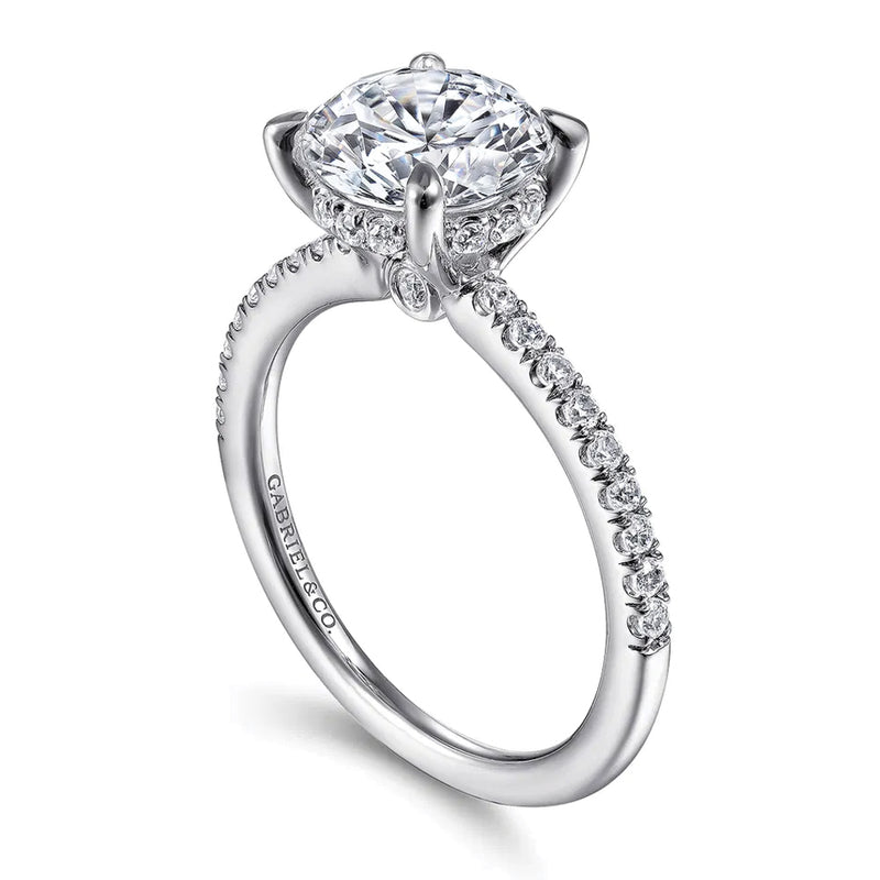 Gabriel & Co. 14K White Gold Round Brilliant Cut Diamond Engagement Ring