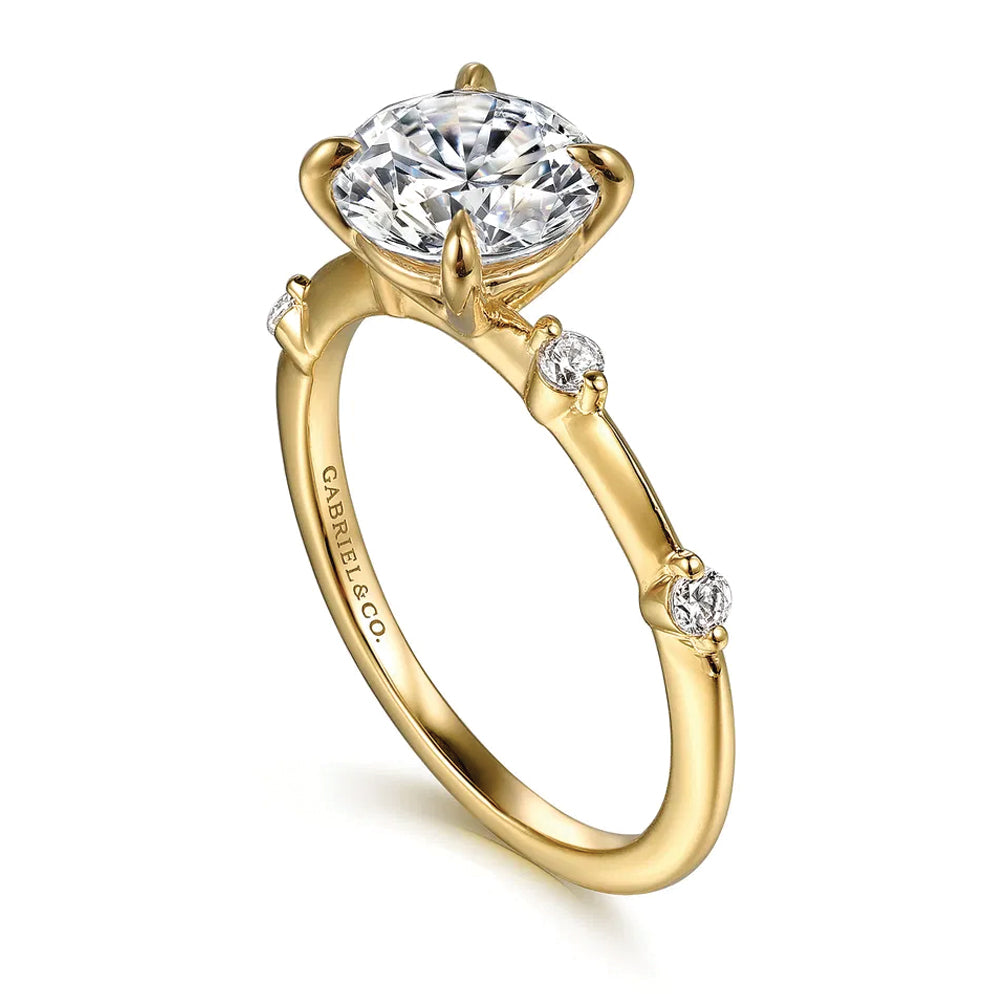 Gabriel & Co. 14K Yellow Gold Round Brilliant Cut Diamond Engagement Ring
