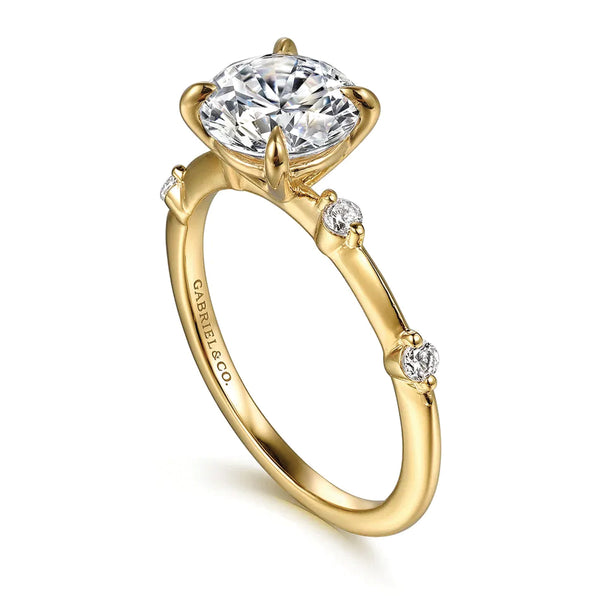 Gabriel & Co. 14K Yellow Gold Round Brilliant Cut Diamond Engagement Ring