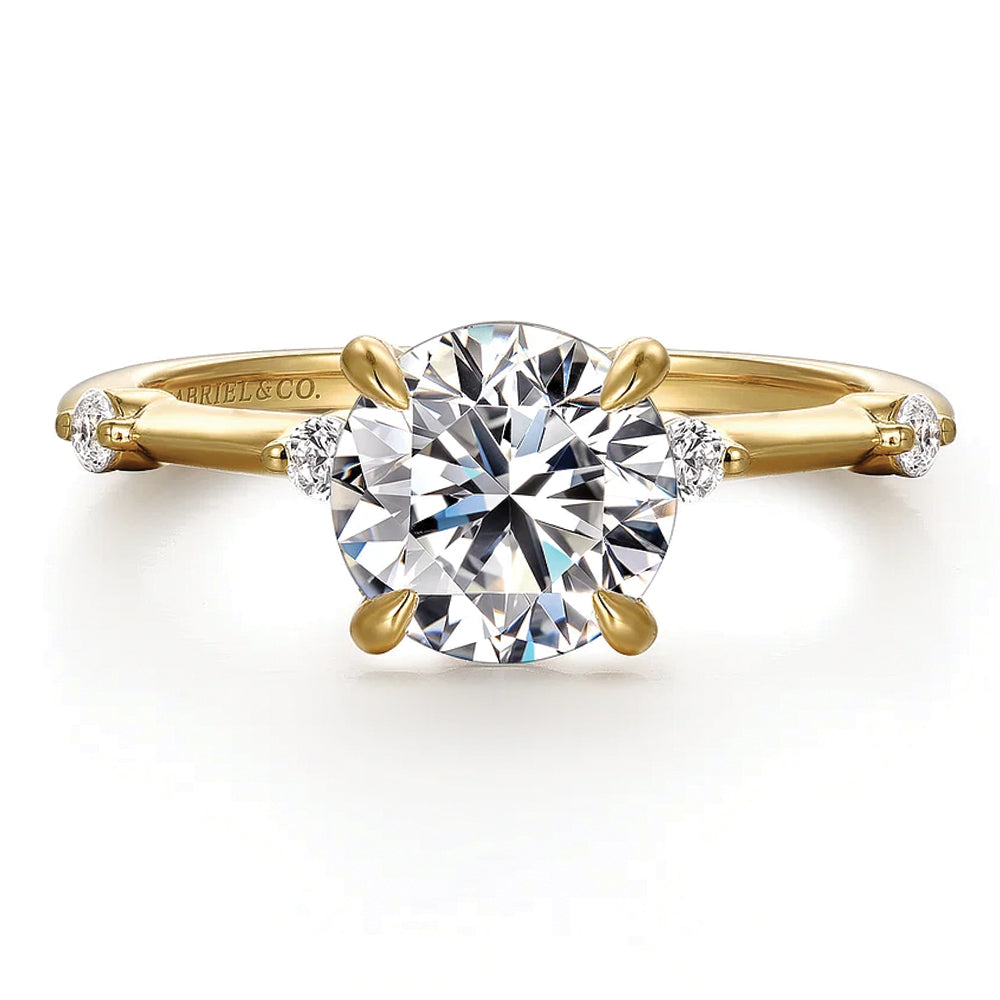 Gabriel & Co. 14K Yellow Gold Round Brilliant Cut Diamond Engagement Ring