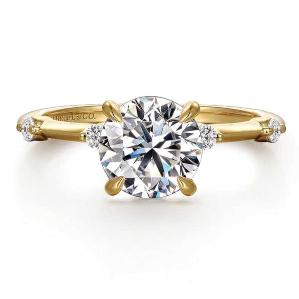 Gabriel & Co. 14K Yellow Gold Round Brilliant Cut Diamond Engagement Ring
